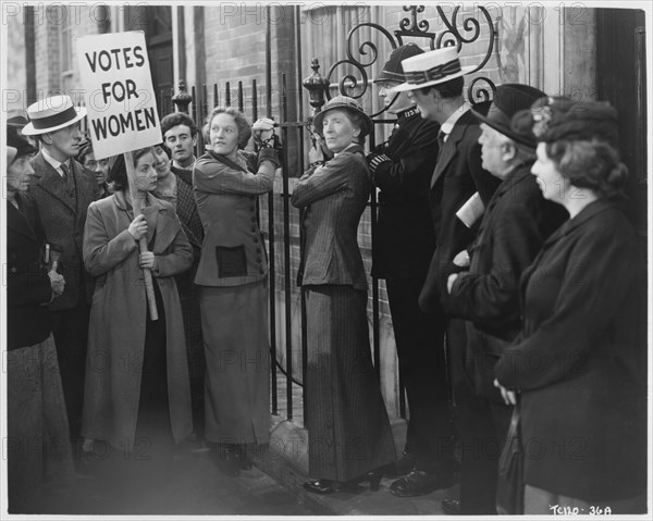 Women's Voting Rights Protest, on-set of the British Film, "Fame is the Spur", 1947