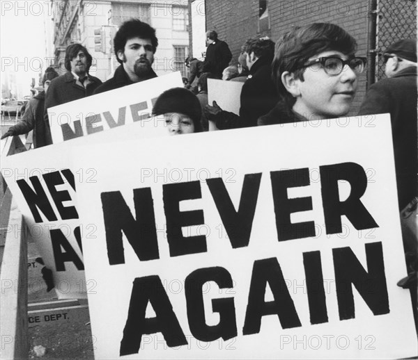 Members of Jewish Defense League Demonstrate Near Soviet Mission to the U.N., New York City, USA, 1971