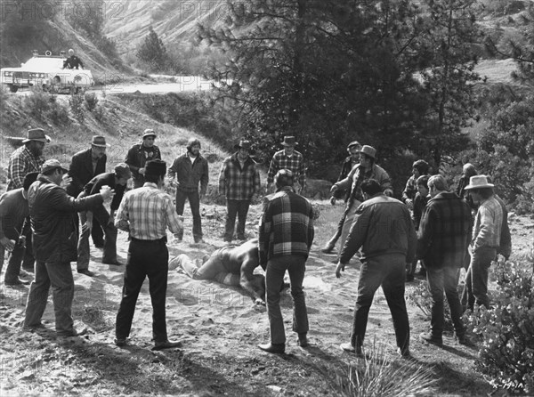 Group of Men Surrounding Woman Being Sexually Assaulted, on-set of the Film, "The Klansman", Paramount Pictures, 1994