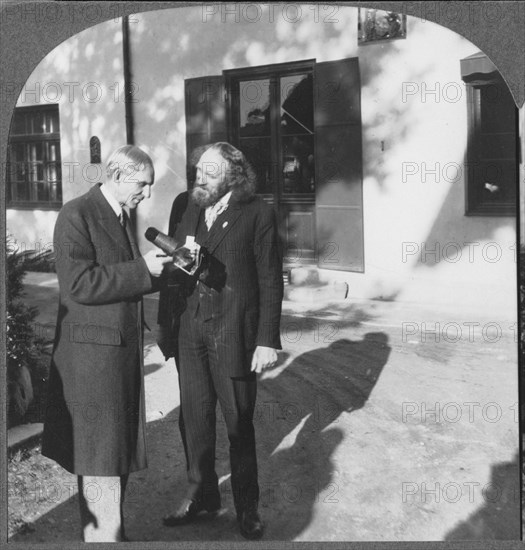 "Mr. Lewis tells me you Haven't Seen This. Let me put it in the Glass for You", Henry Ford and Anton Lang, Oberammergau, Germany, Single Image of Stereo Card, 1930