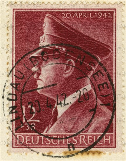 Adolf Hitler Portrait on German Stamp, 1942