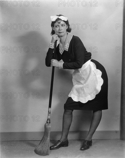 Gertrude Sutton, Publicity Portrait, Maid with Broom, circa 1930's