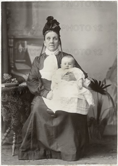 Mother Holding Infant Child, Portrait, circa 1905