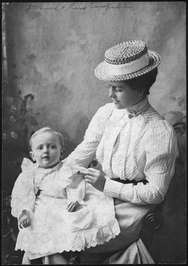 Mother Holding Infant Son on Lap, Portrait, circa 1910
