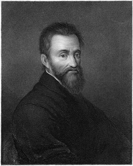 Michael Angelo Buonaroti or Michelangelo (1475-1564), engraving by R. Woodman, from Picture by V. Campil, 1886