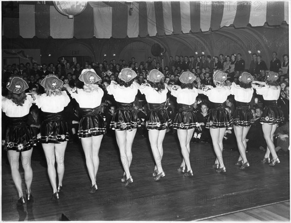 Chorus Girls Performing for Servicemen at Stage Door Canteen During World War II, San Francisco, California, USA, 1943
