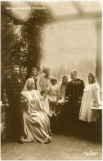 Romanian Royal Family including King Ferdinand I and Queen Marie with Children, Portrait, circa 1915