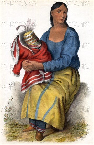 Chippeway Widow, Lithograph by J.T. Bowen, Philadelphia, Pennsylvania, USA, circa 1838