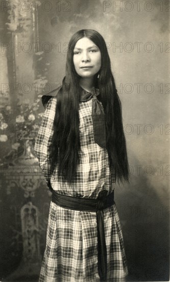 Young Ojibwa Woman, Portrait, circa 1900