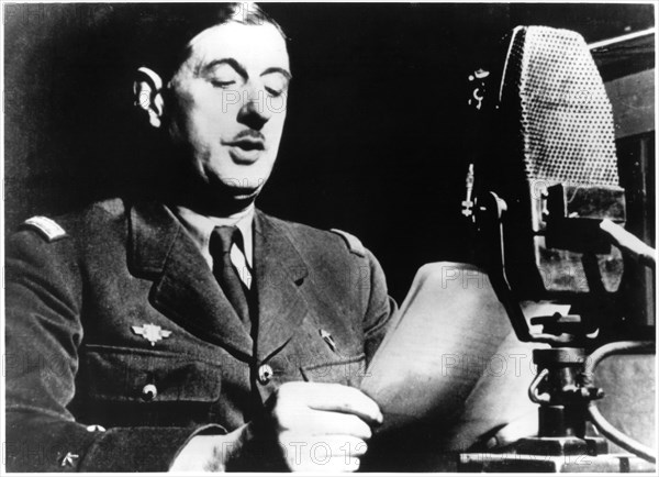 General Charles de Gaulle, Broadcasting from London his Call for Resistance to Germany's Occupation of France, June 1940