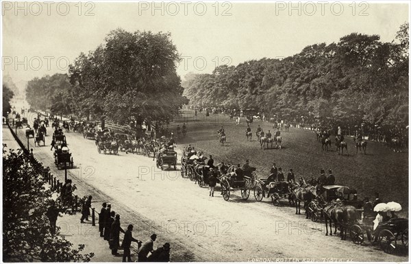 Rotten Row, Hyde Park, London, England, United Kingdom, Albumen Print, circa 1890