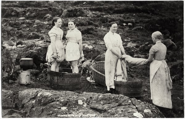 Women Washing Blankets, Skye, by George Washington Wilson, Albumen Print, circa 1880