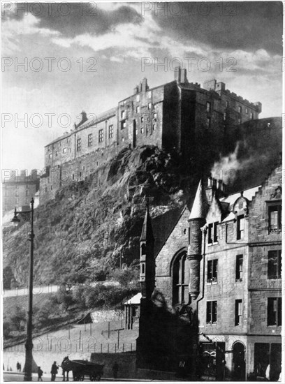 Old Grassmarket below Edinburgh Castle, Edinburgh, Scotland, United Kingdom, circa early 1900's