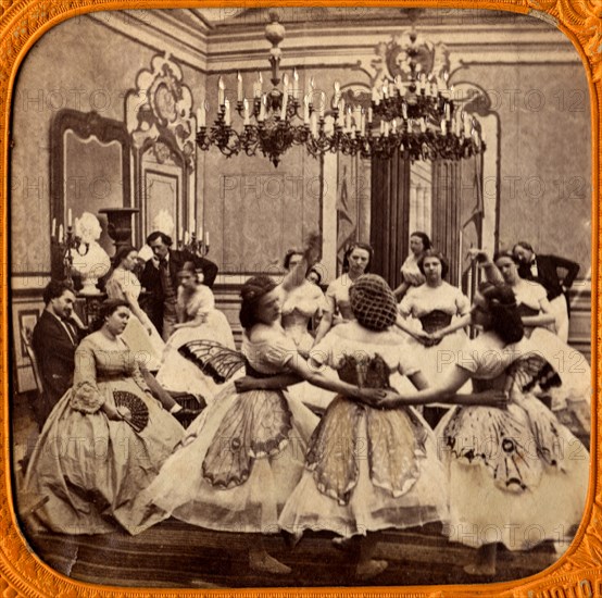 Group of Women Dancing at Party, Single Image of Stereo Card, circa 1890
