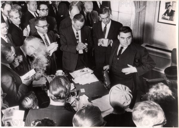 White House Press Secretary, Pierre Salinger, announcing to Reporters that U.S. President John Kennedy will make National Television Report Regarding Cuban Missile Crisis, October 22, 1962