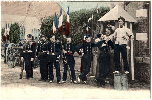 French Army Soldiers, WWI, Portrait, Hand-Colored Postcard, circa 1914