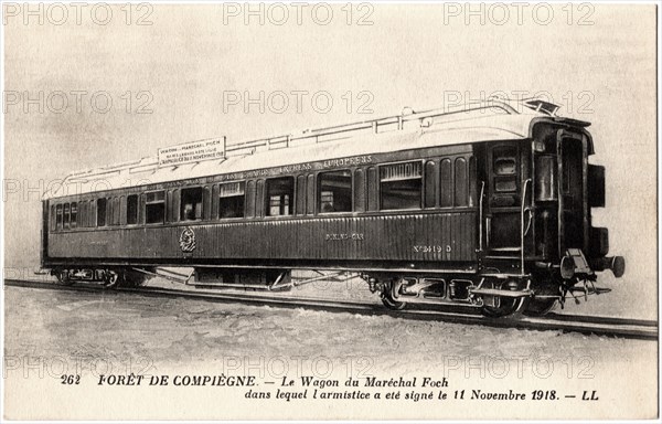 Train Car, Armistice with Germany, Compiegne, France, November 18, 1918, French Postcard