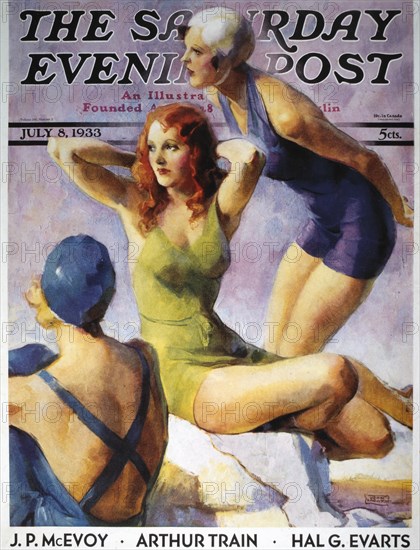 Three Women in Bathing Suits, Cover of Saturday Evening Post, circa 1933
