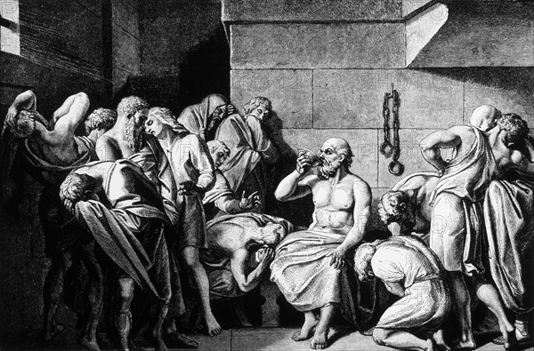 Socrates Drinking Hemlock (399 BC), Engraving, 1882