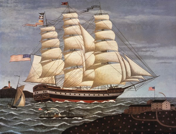 U.S.S. Columbia, Lithograph, 19th Century