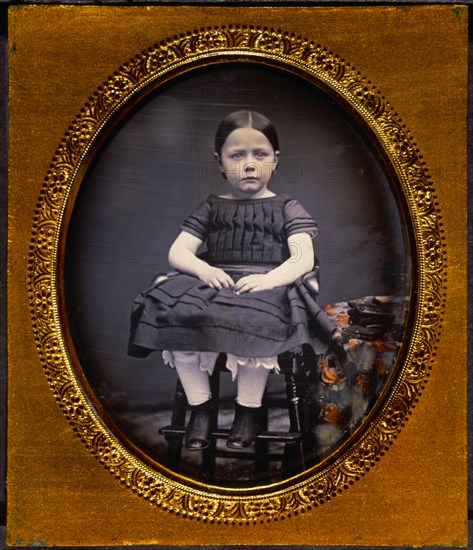 Young Girl Sitting in Chair, Portrait, Daguerreotype, circa 1850's