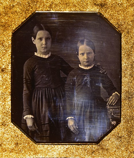 Two Young Girls, Portrait, Daguerreotype, Circa 1850's