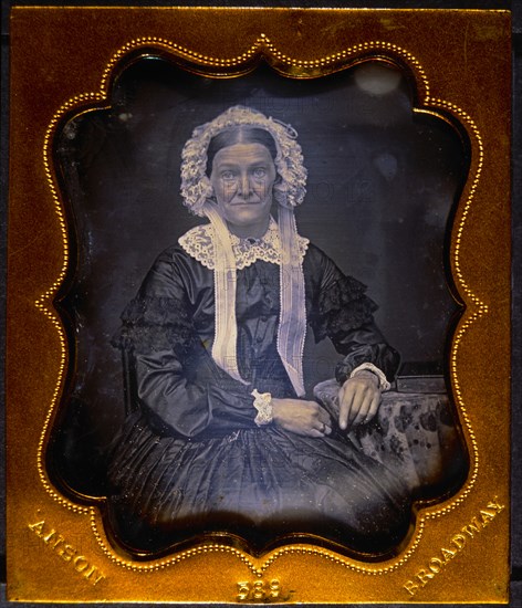 Elderly Woman in White Bonnet, Portrait, Daguerreotype, circa 1850's