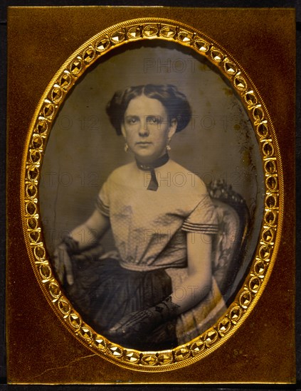 Young Woman Sitting in Chair, Portrait, Daguerreotype, circa 1850's