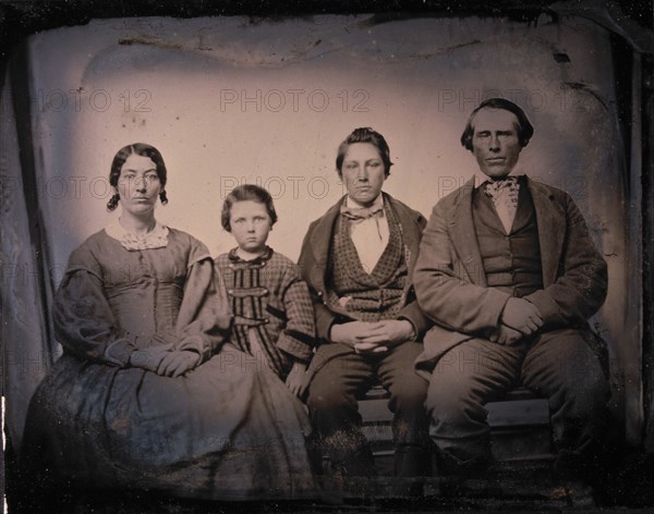 Family Portrait, Parents with Two Children, Daguerreotype, circa 1850's