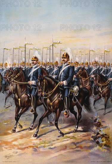 Saxon Horse Guards, Chromolithograph, 1899