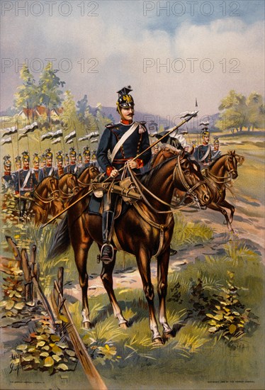 1st Uhlans Regiment, Emperor Alexander III of Russia (West Prussian), Chromolithograph, 1899