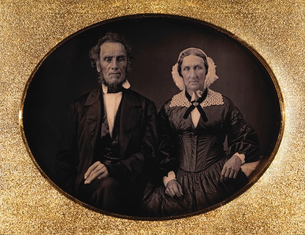 Elderly Couple in Formal Attire, Portrait, Daguerreotype, circa 1850's