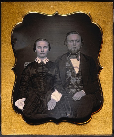 Couple in Formal Attire, Portrait, Daguerreotype, circa 1850's