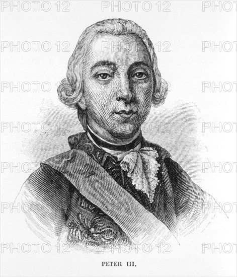 Peter III (1728-1762), Emperor of Russia for 6 months in 1762, Portrait, Engraving, 1886