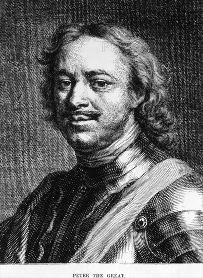 Peter I (1672-1725), or Peter the Great, Czar of Russia, Engraving 1886