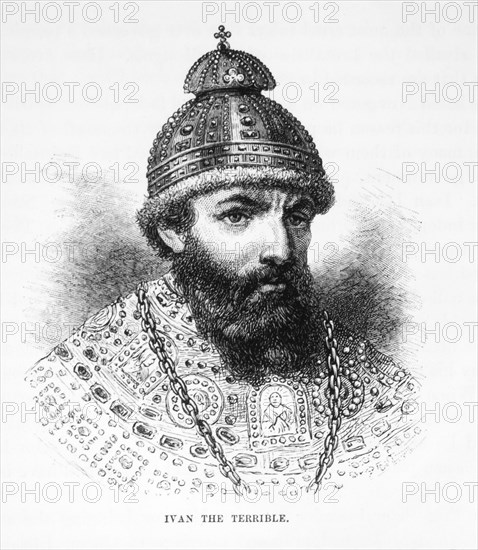 Ivan IV (1530-1584) or Ivan the Terrible, Czar of Russia, 1547-1584, Portrait, Engraving, 1886