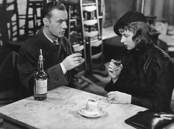 Charles Boyer and Ingrid Bergman, on-set of the Film, "Arch of Triumph", 1948