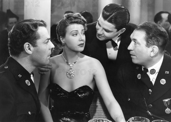 Brian Donlevy, Gypsy Rose Lee, Robert Kellard, Victor McLaglen, on-set of the Film, "Battle of Broadway", 1938