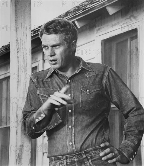 Steve McQueen, Portrait in Denim Shirt, on-set of the Film, "Baby the Rain Must Fall", 1965,