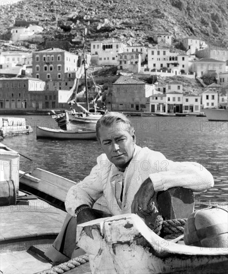 Alan Ladd, on-set of the Film, "Boy on a Dolphin", 20th Century Fox Film Corp., 1957