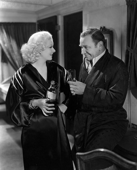 Jean Harlow, Wallace Beery, on-set of the Film, "China Seas", 1935
