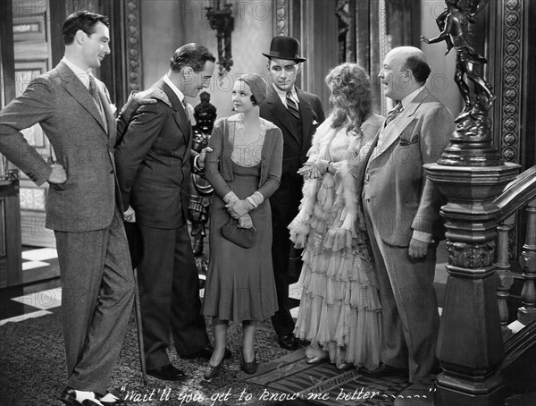 Gary Cooper, Paul Lucas, Sylvia Sidney, William 'Stage' Boyd, Guy Kibbee, on-set of the Film, "City Streets", 1931