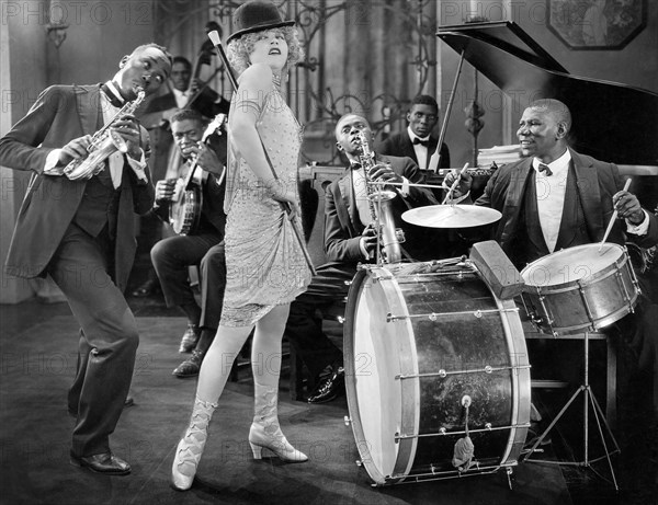 Mae Murray and Jazz Band, on-set of the Silent Film, "Circe, The Enchantress", 1924