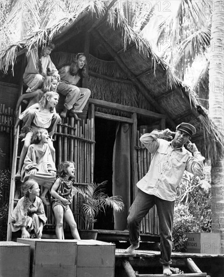 Cary Grant (right), on-set of the Film, "Father Goose", 1964