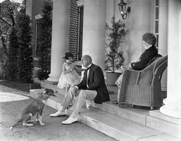 Baby Peggy, Frank Currier, Elizabeth Mackey, on-set of the Silent Film, "The Family Secret", 1924