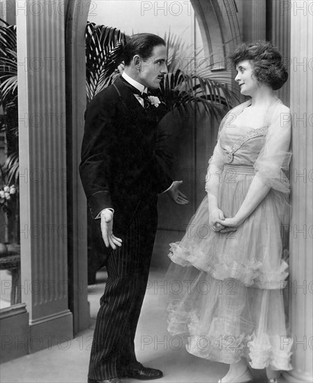 David Powell, Billie Burke, on-set of the Silent Film, "Gloria's Romance", 1916
