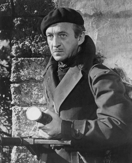 David Niven, on-set of the Film, "The Guns of Navarone", 1961