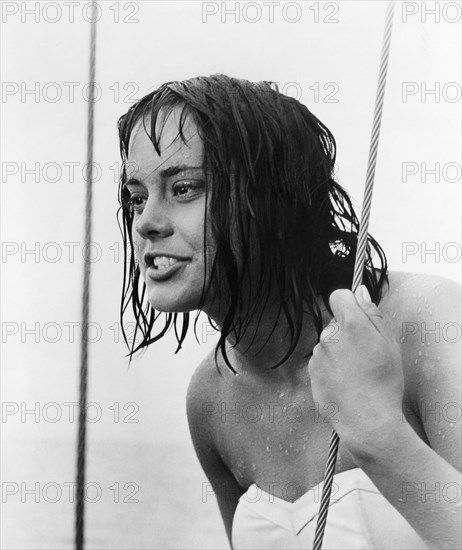 Jolanta Umecka, on-set of the Film, "Knife in the Water" (aka Noz W Wodzie), 1962