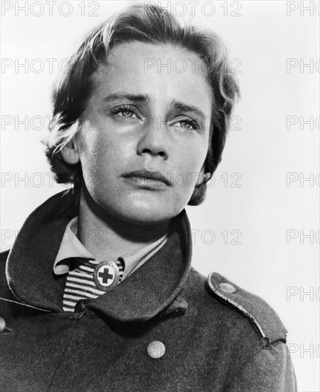 Maria Schell, on-set of the Film, "The Last Bridge" (aka Die Letzte Brucke), 1954