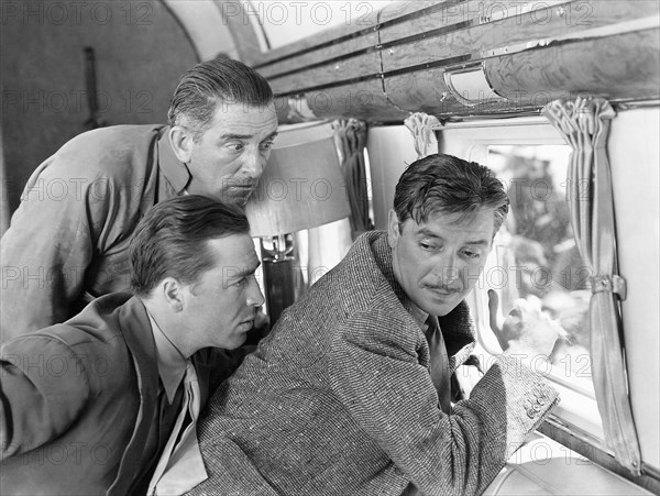Edward Everett Horton, John Howard, Ronald Colman, on-set of the Film, "Lost Horizon", 1937